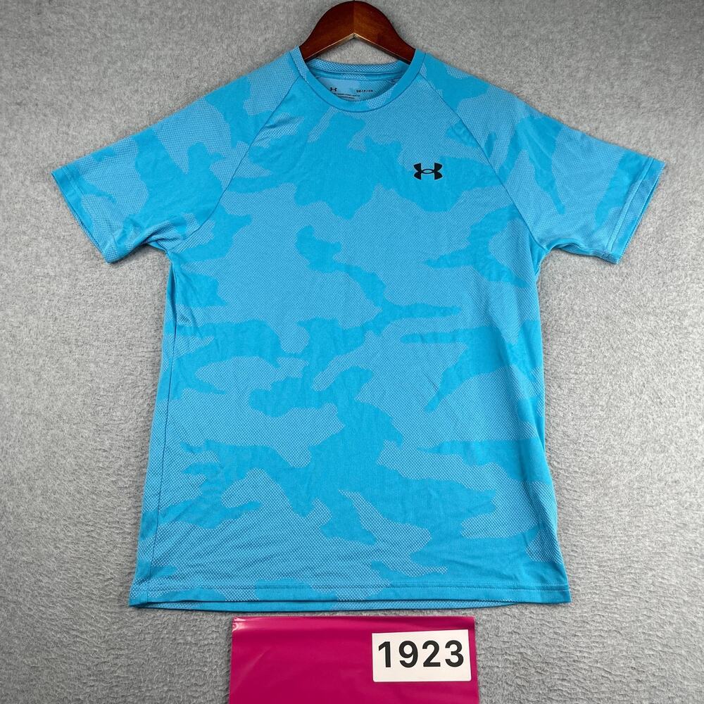 Under Armour Performance Camouflage Tech Gym T Shirt Blue Mens Small